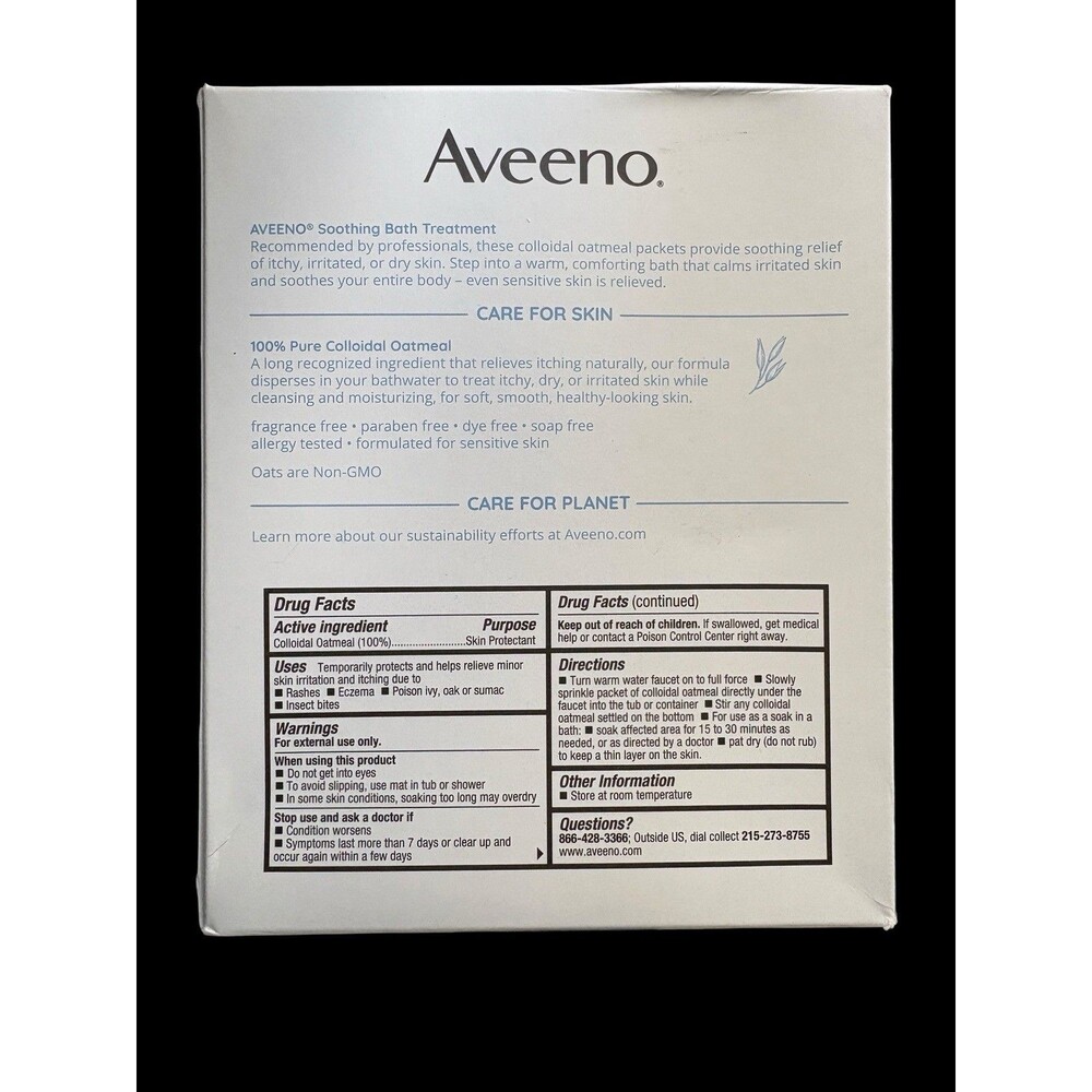 Aveeno Soothing Bath Treatment 8 ct 100% Natural Colloidal Oatmeal 1.5oz Packets - Picture 4 of 7